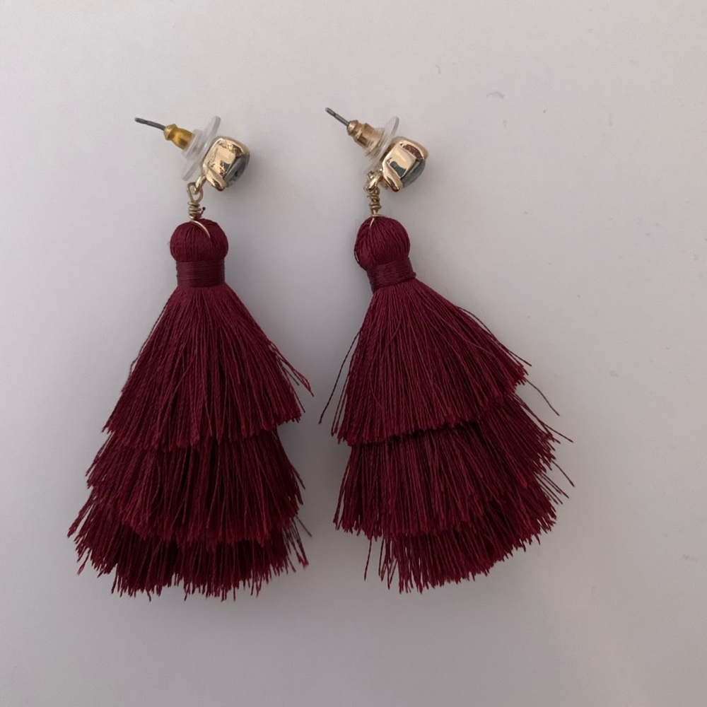 Maroon Tassel Earrings